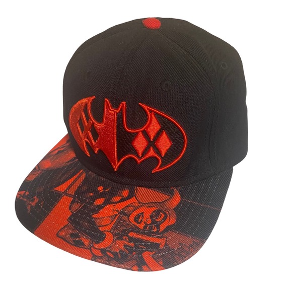 Harley Quinn Batman Hat Cap DC Comics Black Red Snapback - Picture 1 of 10